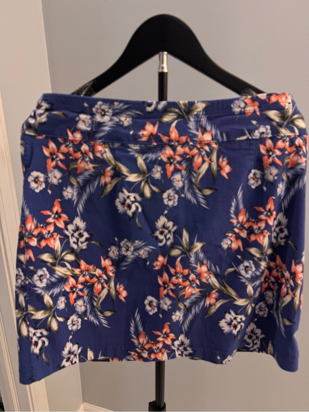 Floral A-Line Skort in Navy and Coral